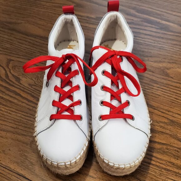 SAM EDELMAN espadrille Carleigh platform sneakers with red shoe laces- Size 11 - Picture 1 of 11